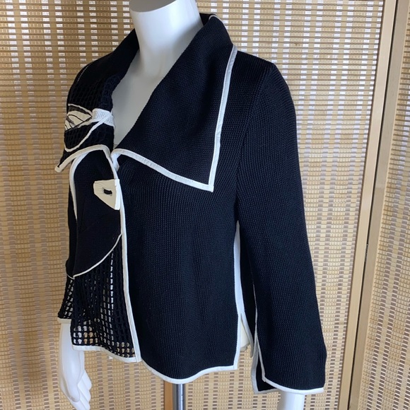 Inter Ria Fashion Black Asymmetrical Knitted Short Jacket/ Cardigan Size Medium - Picture 4 of 7